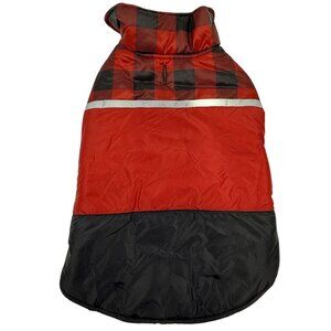 32 Degrees Heat Red Black Plaid Dog Jacket Medium Puffer Vest Adjustable NEW